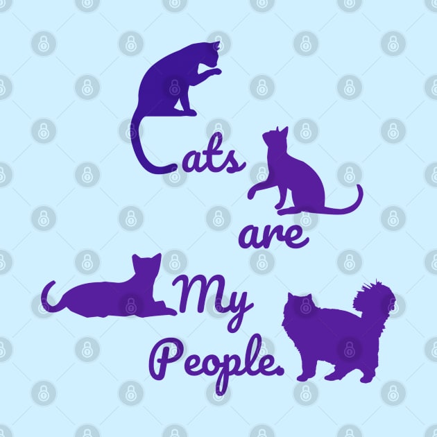 Cats are my People in cursive (blue print) pastel yellow by artbleed