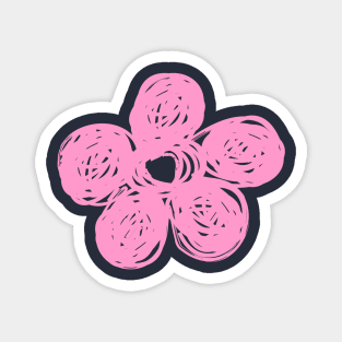 Chalkboard Pink Flower Doodle Magnet