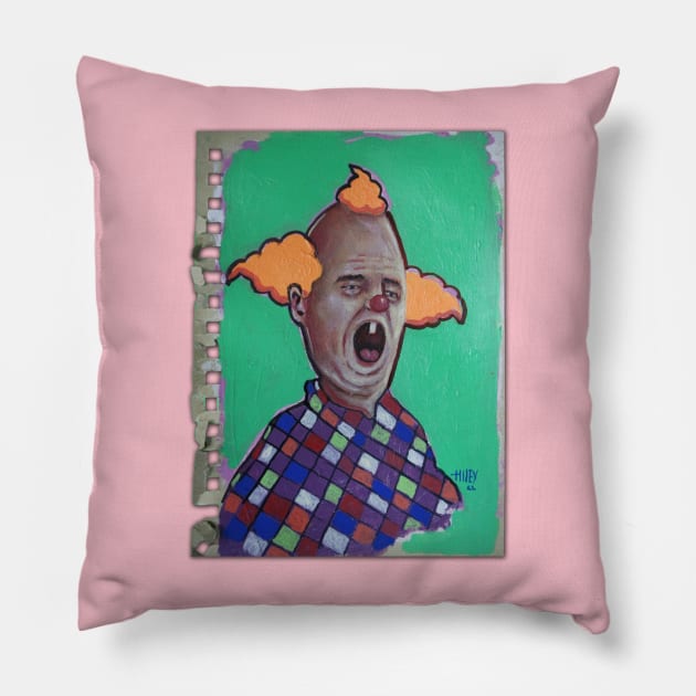 Cartoon Clown | Weird Florida Man War Pig | Duck Acid | Bad Hero Portrait Lowbrow Pop Surreal Art | Youtube Star | Masterpieces | Original Oil Painting By Tyler Tilley Pillow by Tiger Picasso