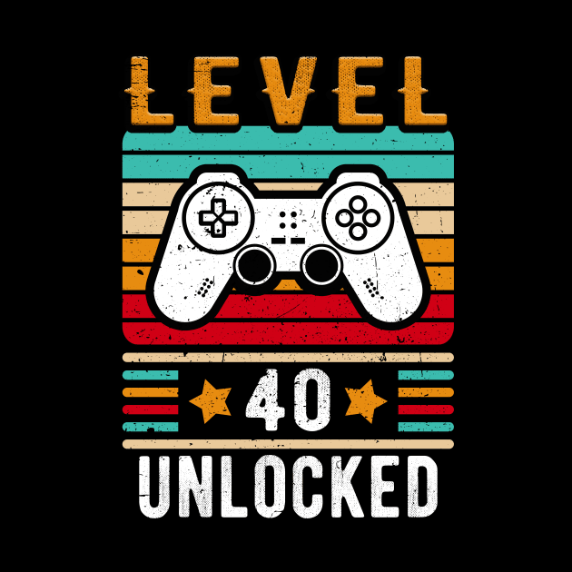 Level 40 Unlocked Birthday Retro Gamer Controller by Foxxy Merch