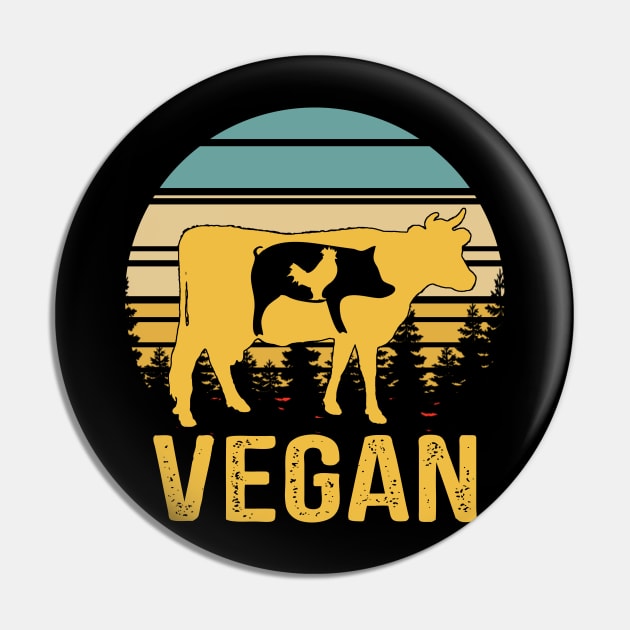 Vegan Retro Vintage Funny Vegetarian Veganism Gift Pin by ValentinkapngTee