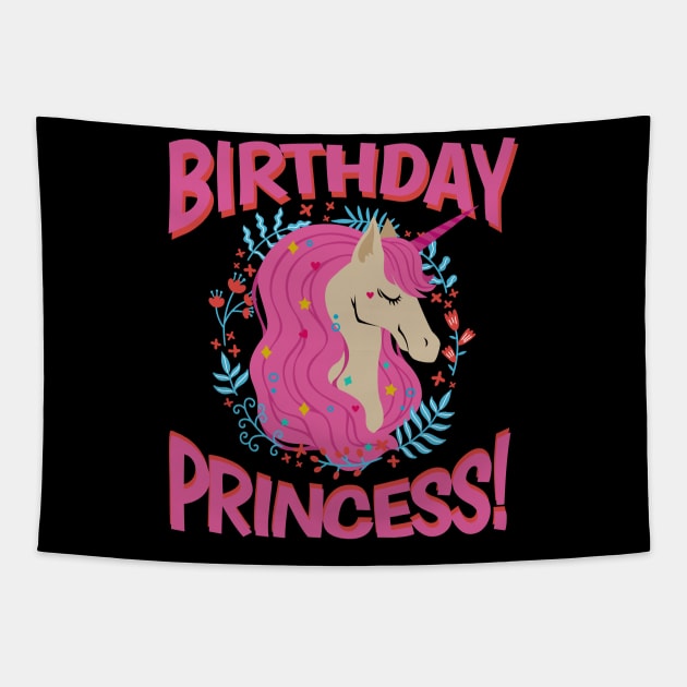 Unicorn Birthday Princess Magical Gift Tapestry by aneisha