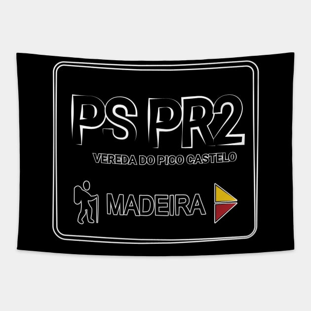 Madeira Island PS PR2 VEREDA DO PICO CASTELO logo Tapestry by Donaby