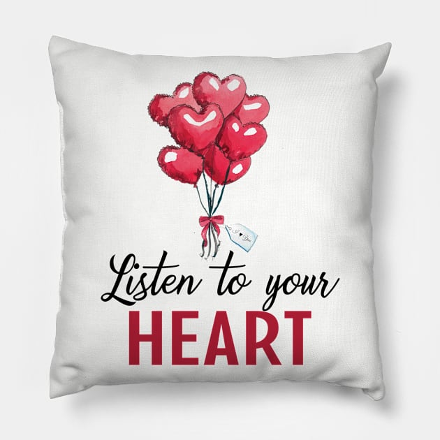 Listen To Your Heart Pillow by VintageArtwork