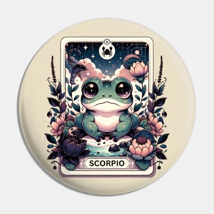 Scorpio Zodiac Cottagecore Frog Tarot Card Birthday Kawaii Pin