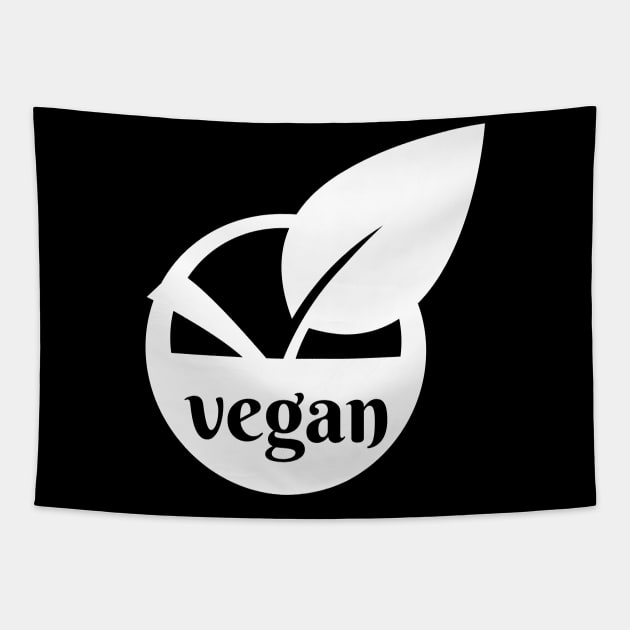 Vegan logo icon leaf (white) Tapestry by FOGSJ