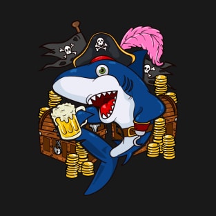 Pirate Costume Captain Hook Shark Funny Cruise Attire T-Shirt