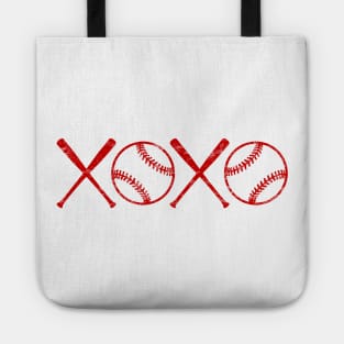 XOXO Love Baseball Hugs and Kisses Red and White Tote