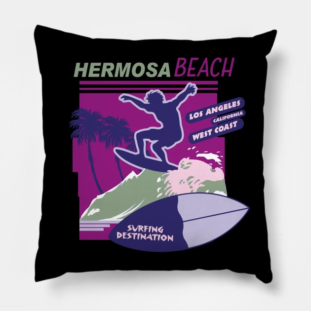 Hermosa Beach California Pillow by Alexander Luminova