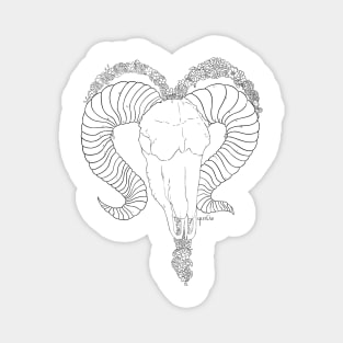 Aries Skull - Black and White Magnet