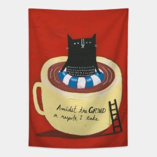 Cat Coffee Break Tapestry