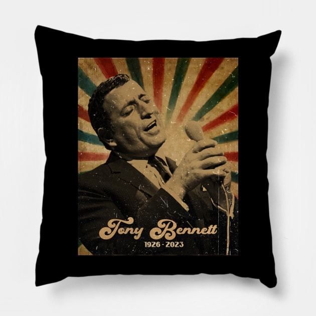 R.I.P TONY BENNETT - Photo Vintage Retro Look Fan Design Pillow by Janji Joni