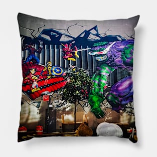 Graffiti SuperHeros Williamsburg Brooklyn NYC Pillow