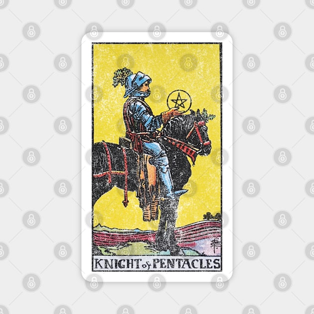 Knight of pentacles tarot card (distressed) Magnet by Nate's World of Tees