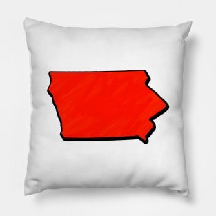 Bright Red Iowa Outline Pillow