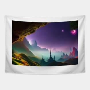 Alien planet at night Tapestry