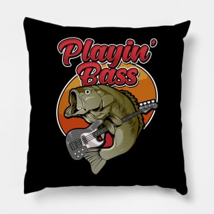 Funny Playin' Bass Guitar Player Gift Bass Fish Fishing Tee Pillow