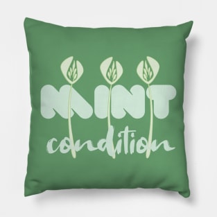 Abstract White Tulips Mint Green Pillow