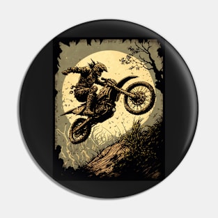 Dirt bike stunt rider with yellow moon Pin