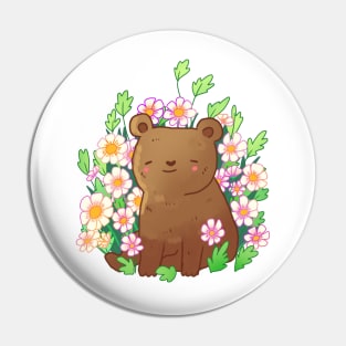 Cute bear with flowers Pin