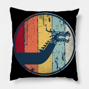 Dragon Boat Paddling Retro Look Pillow