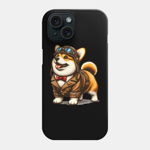 Corgi Pilot Phone Case by k9-tee