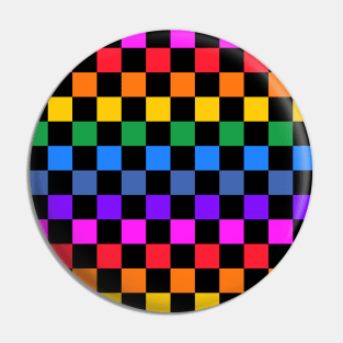 Rainbow and black checkerboard Pin