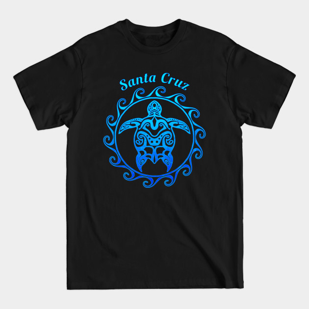 Ocean Blue Tribal Turtle Santa Cruz - Santa Cruz California - T-Shirt