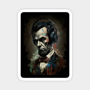 Lincoln with Headphones II Magnet