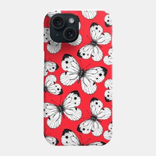 Cabbage butterfly pattern on red Phone Case