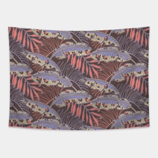 Coral Leopard Banana Leaves Tapestry