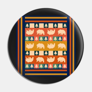 Multicolored winter pattern with bears Pin