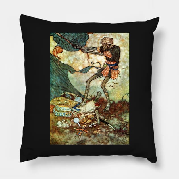 The Dark Ferrash - Edmund Dulac Pillow by forgottenbeauty