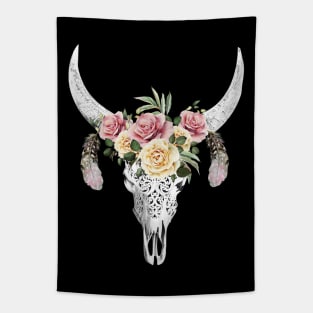 Cow skull floral 17 Tapestry