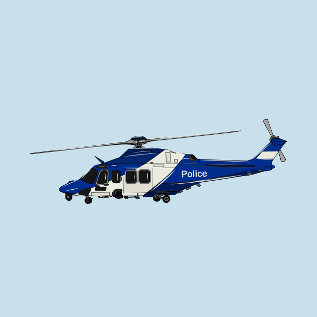 Police helicopter cartoon illustration by Miss Cartoon