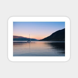 Peaceful Okanagan Lake Sunset with Sailboat View Magnet