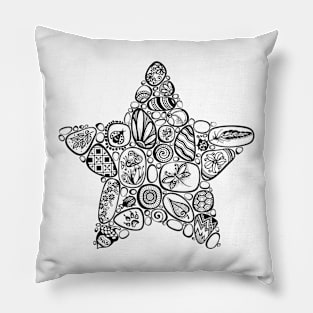 Decorative Star Symbol from Sea Pebbles with Ornaments Pillow