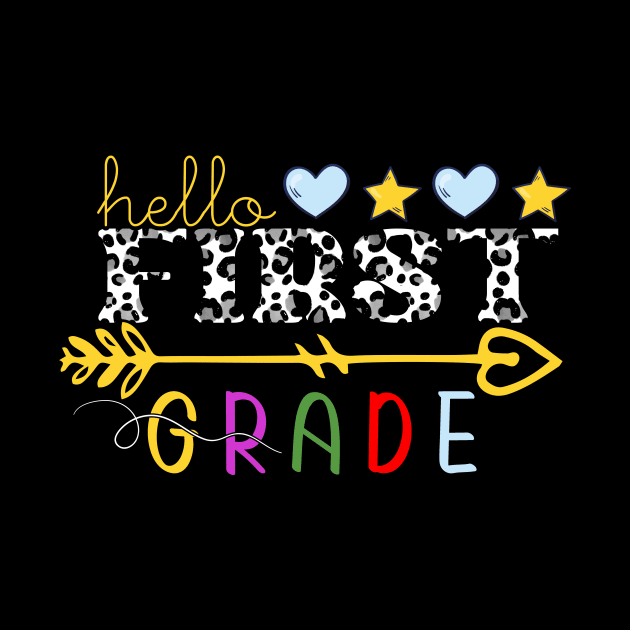 Hello first grade Leopard Print 1st Grade Teacher Boys by aimed2