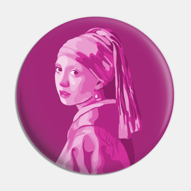 Girl With A Pearl Earring Pin by Slightly Unhinged
