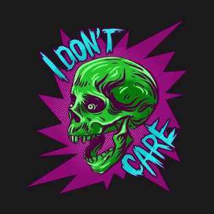 I Don't Care Screaming Skull Nihilist Meme Vintage Comic Pop Art T-Shirt