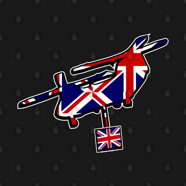 Lifting CH-47 Chinook Helicopter UK British Flag by Redmanrooster