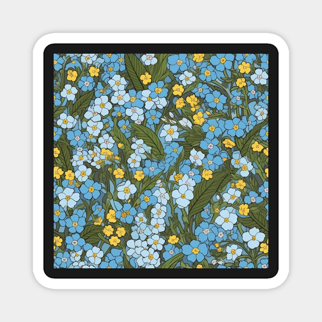 Pretty Forget-me-not Flower Pattern Magnet by kansaikate