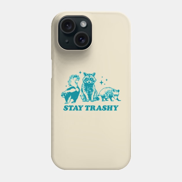 Retro Stay Trashy Possum Raccoon Phone Case by KC Crafts & Creations