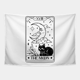 Witchy Cat "The Moon" Tarot Card Tapestry