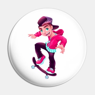 Happy skater boy Pin