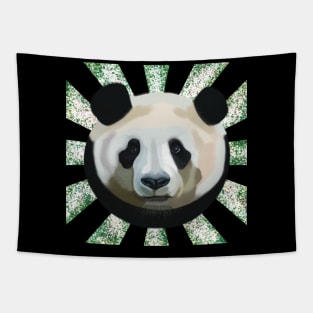 Striking Panda bear on Random spotted patterned sun rays Tapestry