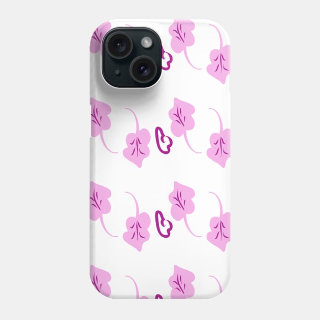 Background illustration white with pink flowers, floral decorative design pattern, ornament Phone Case by grafinya