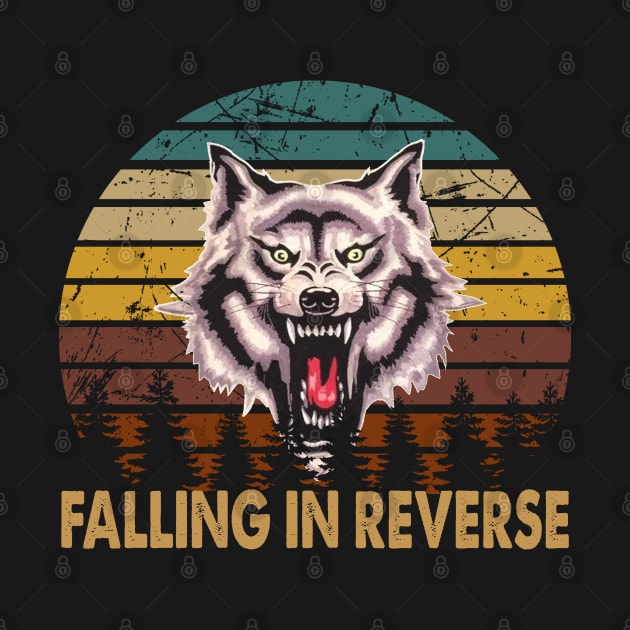 wolf face falling in reverse tour text white black shirt gift fans logo text by LolitaGad