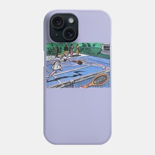 Comic woman smashing tennis ball Phone Case