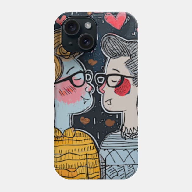 Nerd Couple 2024 Valentines Day Drawing Phone Case by peculiarbutcute